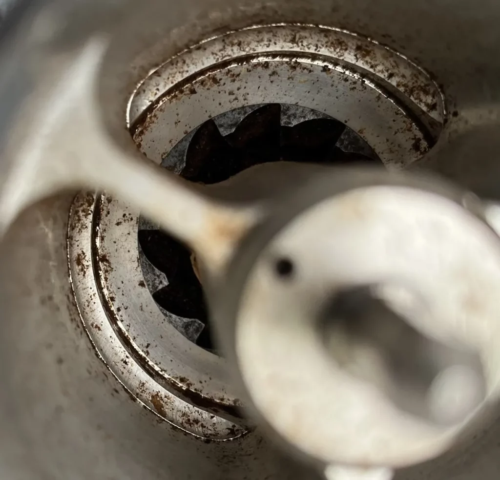 The outer burr teeth of the ARCO grinder.